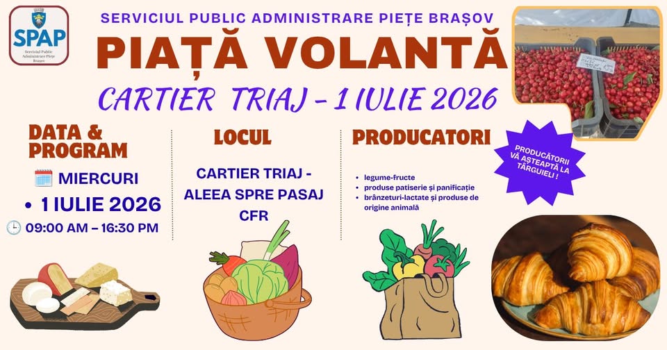 Piața volantă se instalează la Triaj: legume și brânză de la producători
